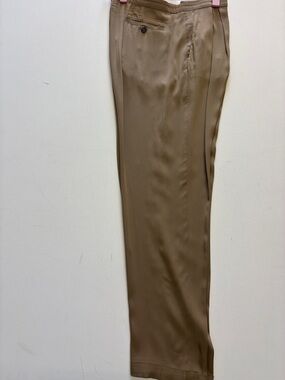 Piazza Sempione Men's Brown Pleated Dress Trousers
